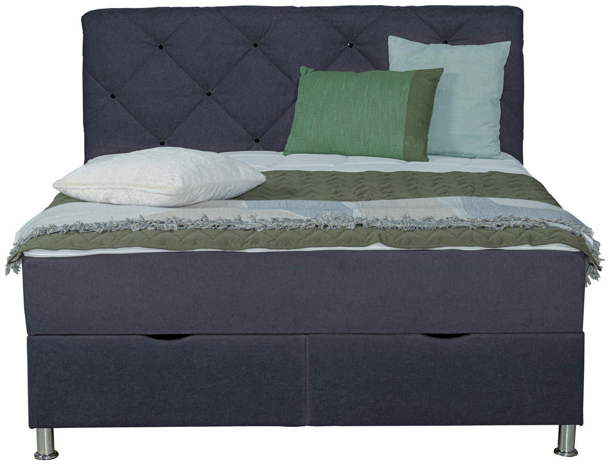 BOXBETT 180/200 cm  in Anthrazit  - Chromfarben/Anthrazit, Design, Kunststoff/Textil (180/200cm) - Boxxx