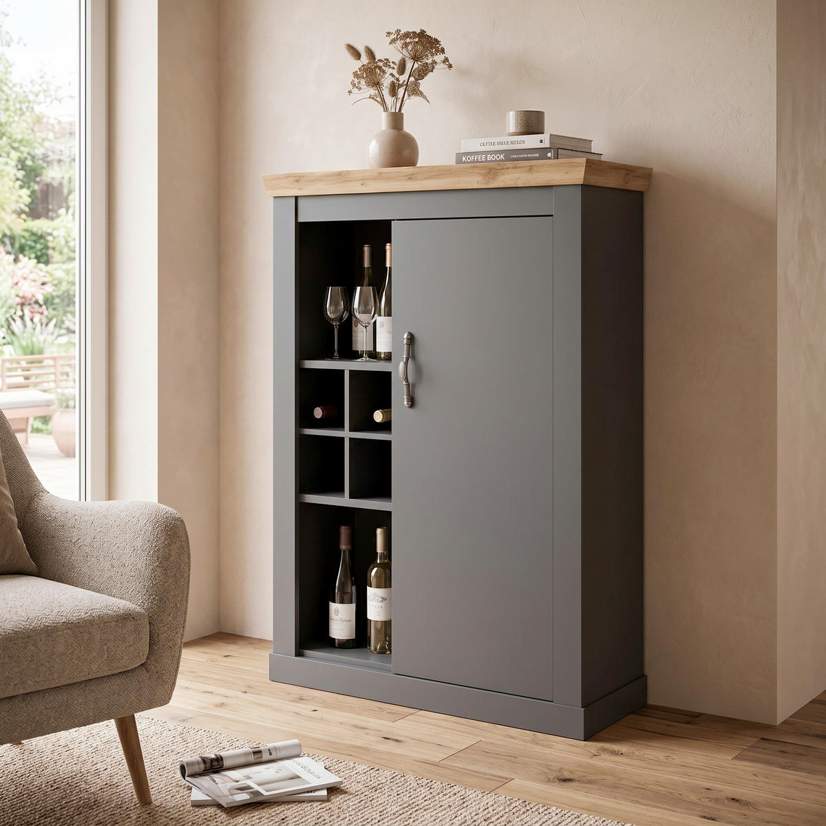 HIGHBOARD  107/146/38 cm  - Anthrazit/Silberfarben, Design, Holzwerkstoff/Metall (107/146/38cm) - MID.YOU