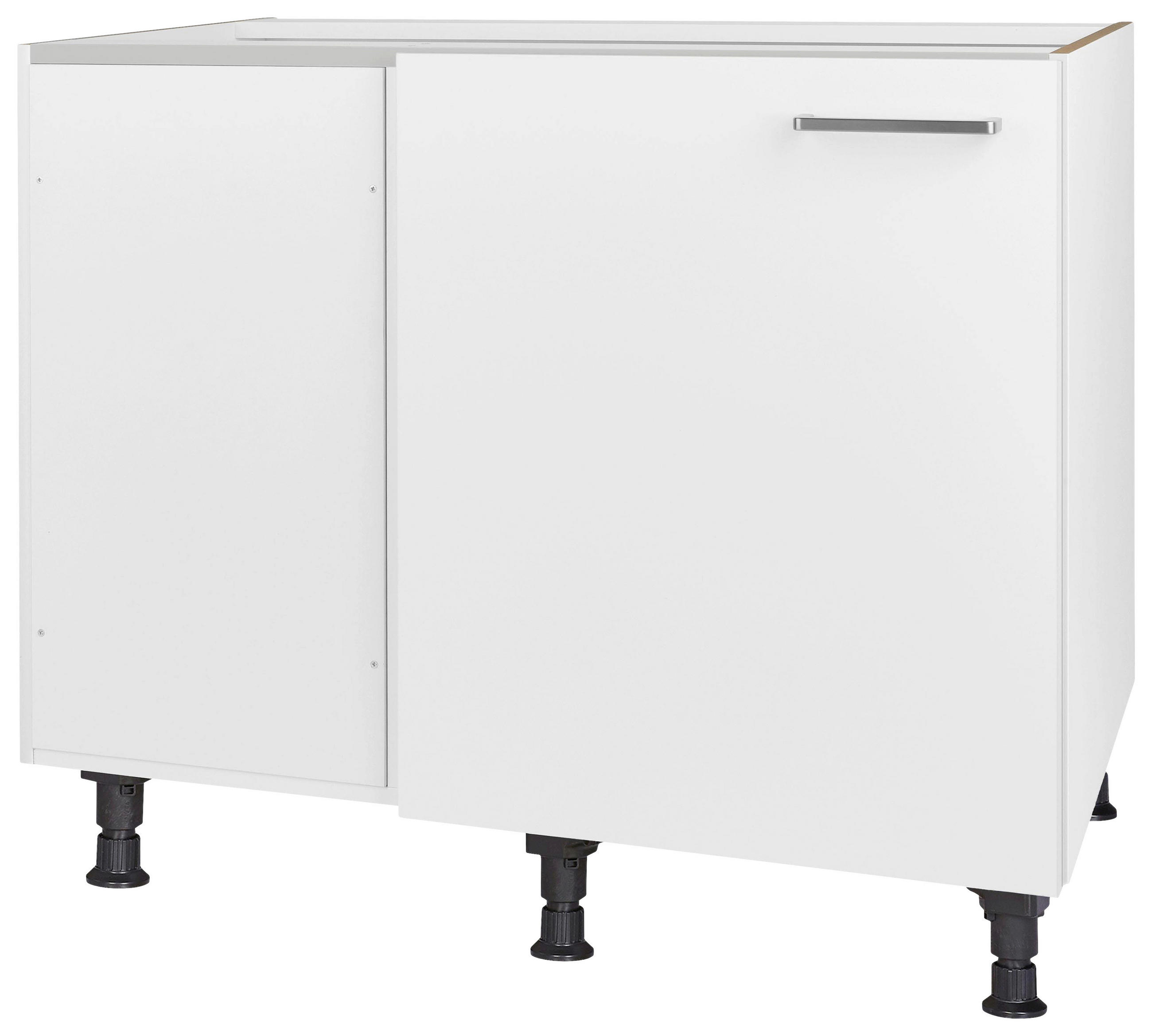 ECKUNTERSCHRANK 125/87/65 cm  - Edelstahlfarben/Weiß, MODERN, Holzwerkstoff/Metall (125/87/65cm) - Nobilia