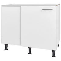 ECKUNTERSCHRANK 125/87/65 cm  - Edelstahlfarben/Weiß, MODERN, Holzwerkstoff/Metall (125/87/65cm) - Nobilia