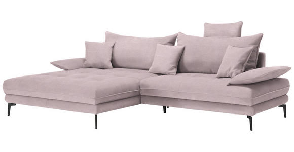 ECKSOFA in Mikrofaser Altrosa  - Schwarz/Altrosa, MODERN, Textil/Metall (173/297cm) - Carryhome