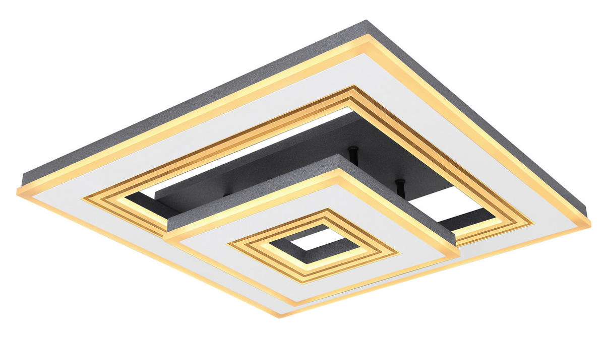 LED-DECKENLEUCHTE 50/50/11,5 cm   - Opal/Schwarz, Design, Kunststoff/Metall (50/50/11,5cm) - Globo