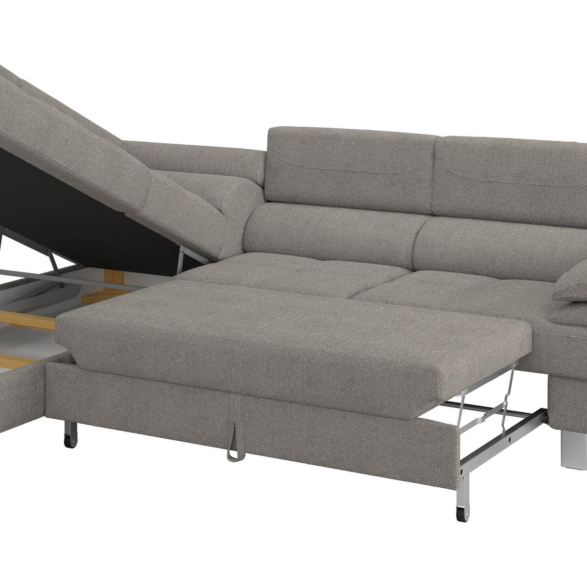 ECKSOFA in Drell Taupe  - Taupe, Modern, Textil/Metall (230/270cm) - MID.YOU