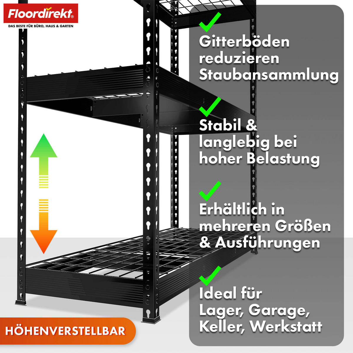 SCHWERLASTREGAL 90/180/60 cm  - Schwarz, Basics, Metall (90/180/60cm) - Floordirekt