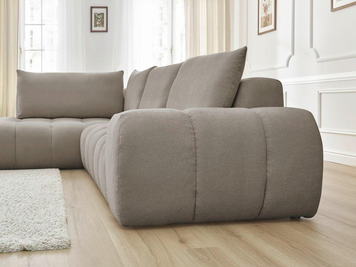 ECKSOFA Ottomane links  EVEREST Taupe Struktur  - Taupe/Schwarz, MODERN, Kunststoff/Textil (210/352cm) - Livetastic