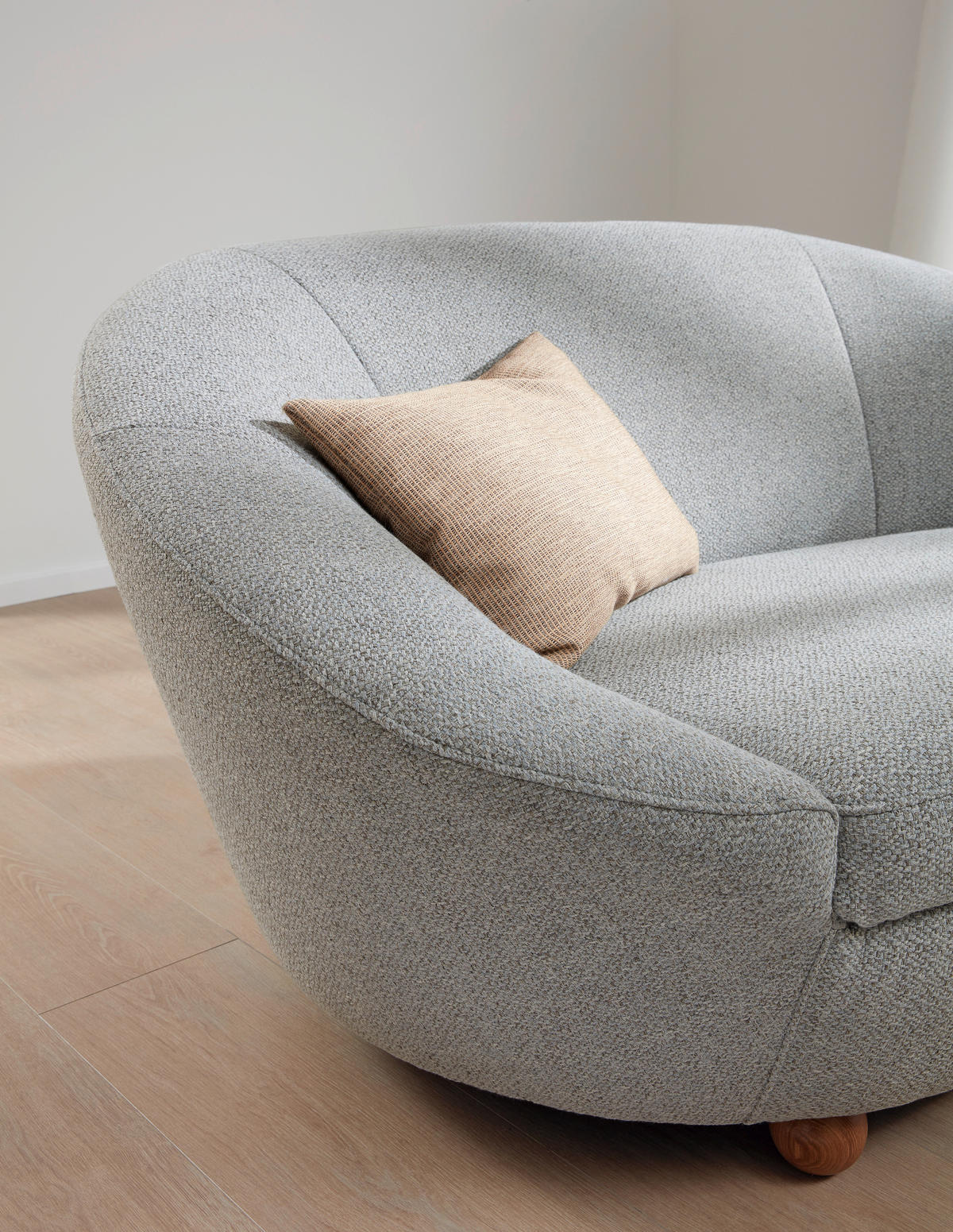 2-SITZER-SOFA Webstoff Grau, Hellblau  - Eichefarben/Grau, Design, Holz/Textil (178/82/114cm) - LOOKS by W.Joop