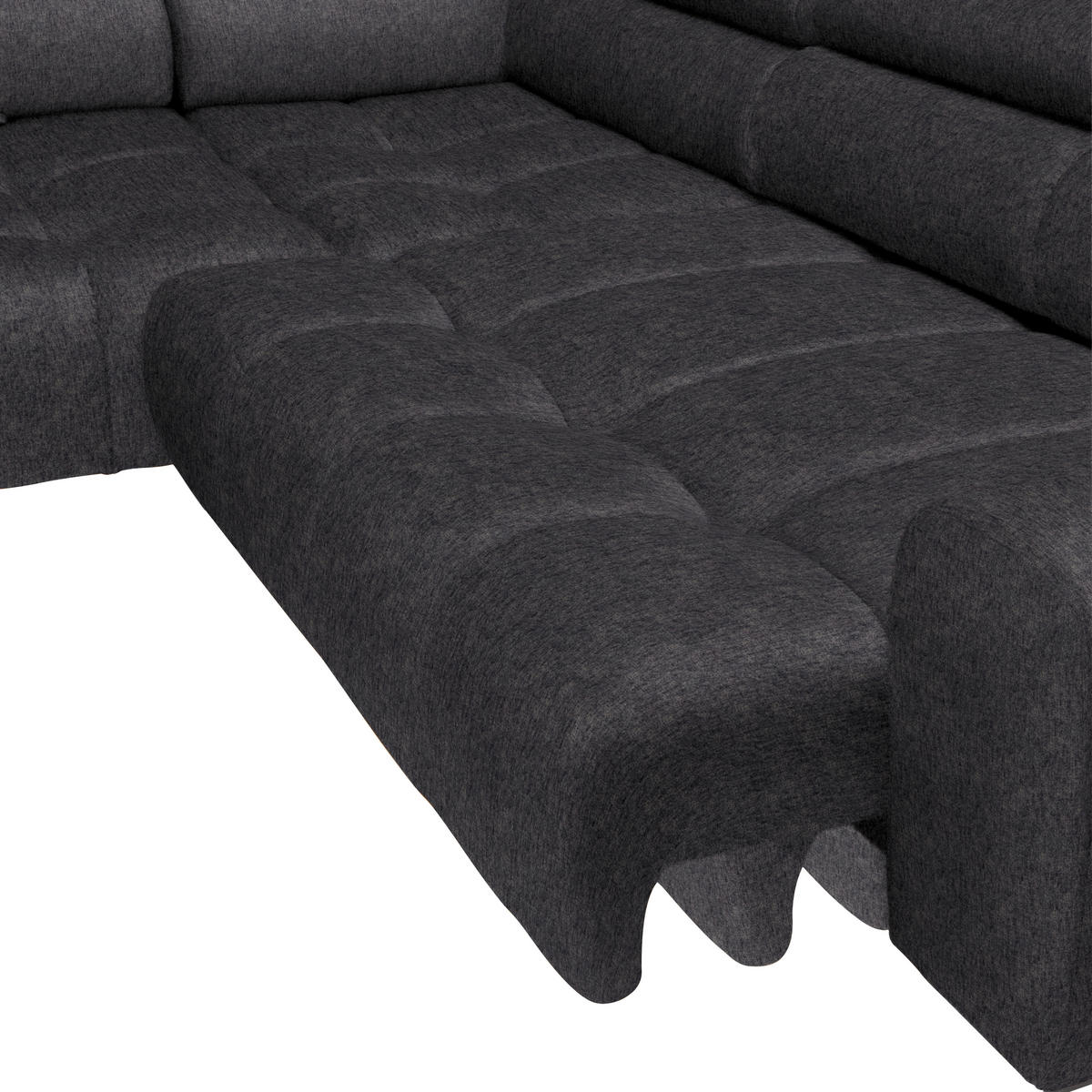 ECKSOFA Dunkelgrau Samt, Webstoff  - Dunkelgrau/Schwarz, Design, Textil/Metall (177/270cm) - Welnova