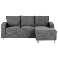 ECKSOFA in Struktur Schwarz  - Chromfarben/Schwarz, Design, Textil/Metall (200/144cm) - MID.YOU