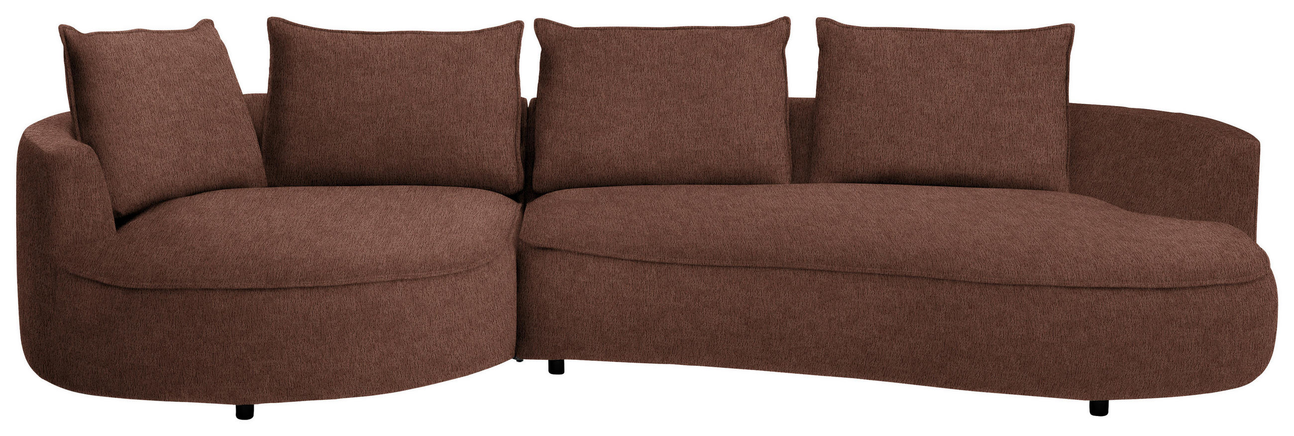 BIGSOFA Chenille Braun  - Schwarz/Braun, Design, Kunststoff/Textil (154/82/322cm) - home24