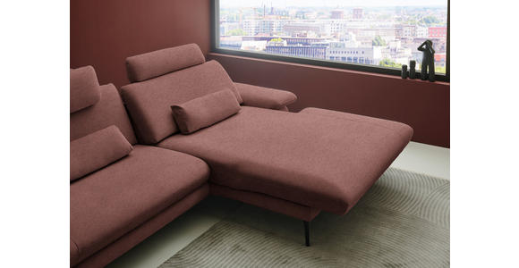 ECKSOFA  in Chenille, Flachgewebe Weinrot  284/180 cm  - Weinrot/Schwarz, Design, Textil/Metall (284/180cm) - Dieter Knoll