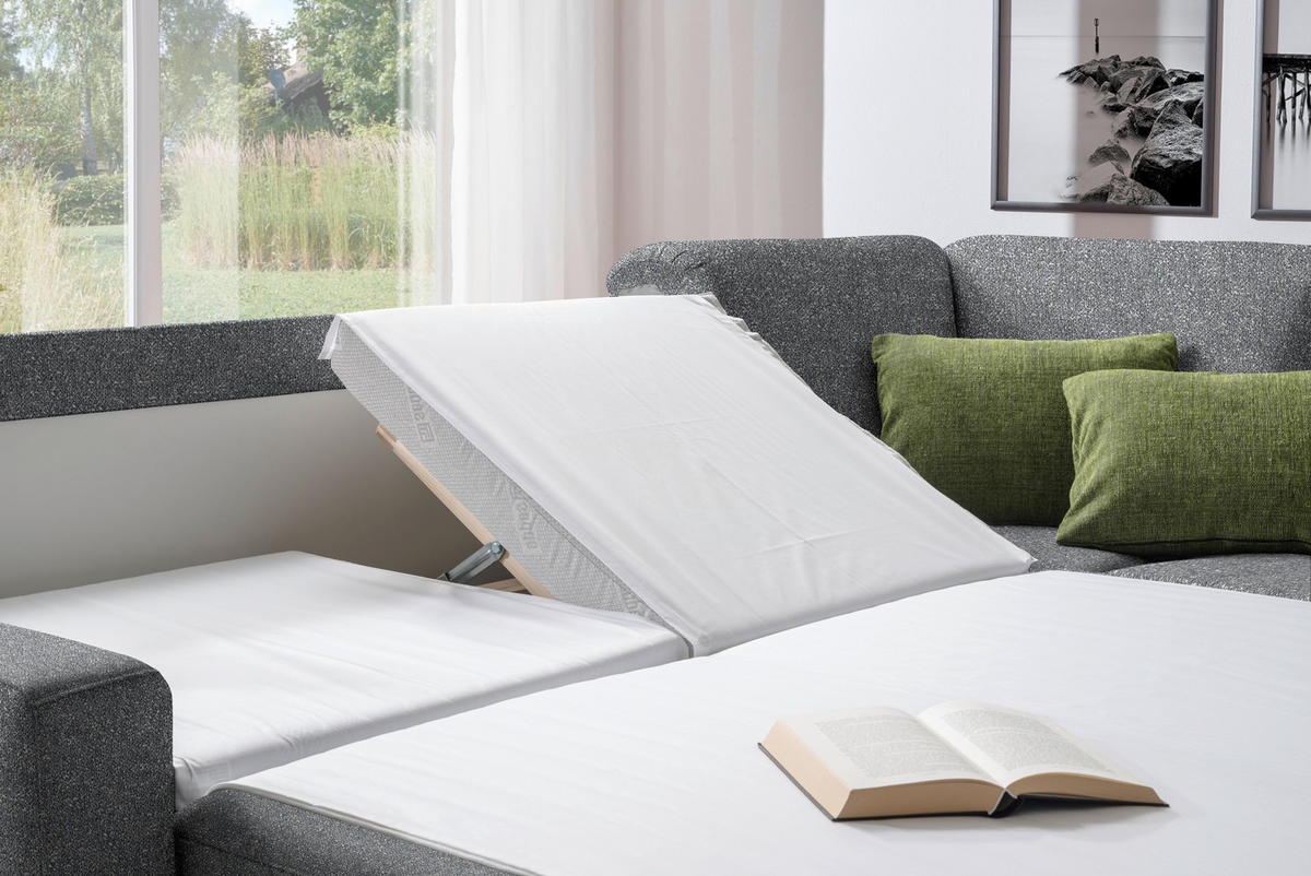 WOHNLANDSCHAFT  in Mikrovelours Grau  - Anthrazit/Alufarben, KONVENTIONELL, Textil (237/323/158cm) - Sedda