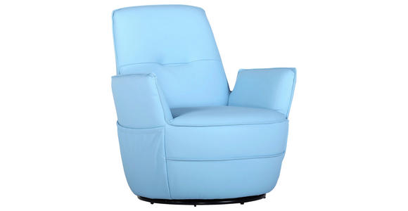 XXL-SESSEL - Hellblau, Design, Leder/Metall (83/90/85cm) - Landscape