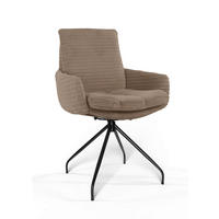 ARMLEHNSTUHL  Beinauswahl, Sitzfläche 360° drehbar, automatische Rückholfunktion, Stoff-/Lederauswahl gerippt  Hellbraun  - Hellbraun/Schwarz, Design, Textil/Metall (60/91/62cm) - Valdera