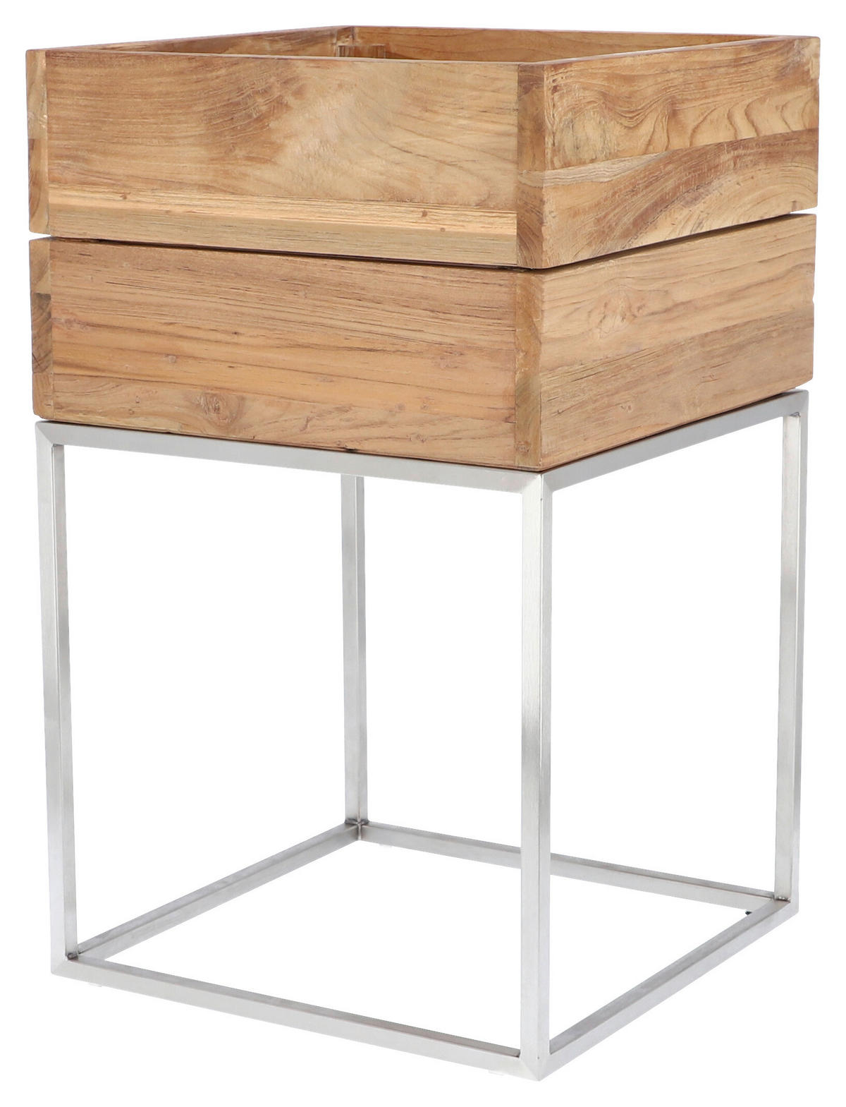 HOCHBEET Mini garden  - Edelstahlfarben/Teakfarben, MODERN, Holz/Metall (40/65/40cm) - Jan Kurtz