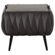 HOCKER Samt Schwarz, Dunkelgrau  - Dunkelgrau/Schwarz, Trend, Textil/Metall (55/46/45cm) - Xora