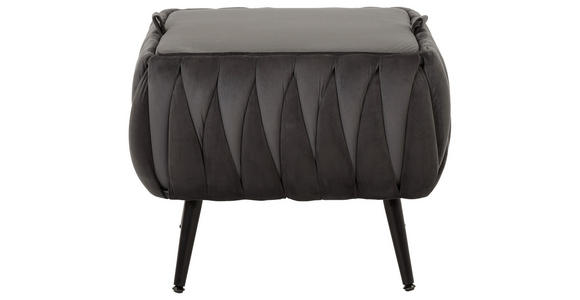 HOCKER Samt Schwarz, Dunkelgrau  - Dunkelgrau/Schwarz, Trend, Textil/Metall (55/46/45cm) - Xora