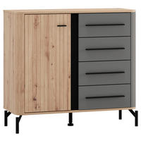 KOMMODE , 102,5/94/40 cm, 4 Schublade(n)  - Schwarz/Graphitfarben, MODERN, Holzwerkstoff/Metall (102,5/94/40cm) - MID.YOU