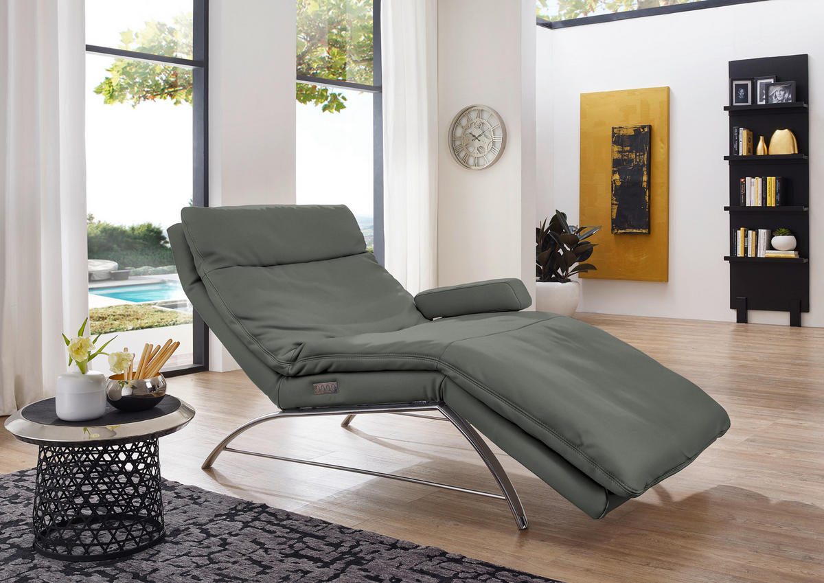RELAXLIEGE in Echtleder Anthrazit  - Anthrazit/Alufarben, Basics, Leder (95/91/170cm) - Chilliano
