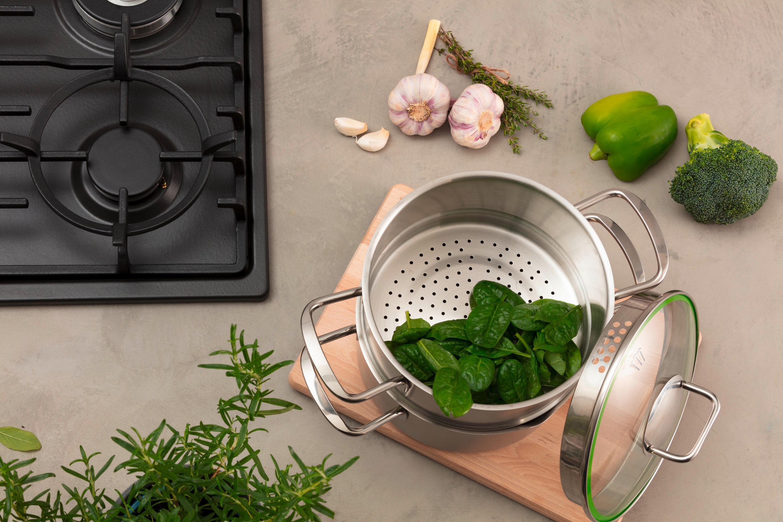 Accesoriu gătit la aburi 2,5 L 20 cm  - culoare inox, Design, metal (20cm) - Chefkoch+Fackelmann