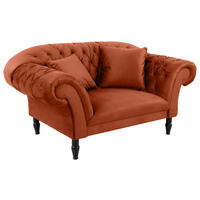 XXL-SESSEL in Velours Rostfarben  - Rostfarben/Schwarz, Design, Holz/Textil (180/94/103cm) - MID.YOU