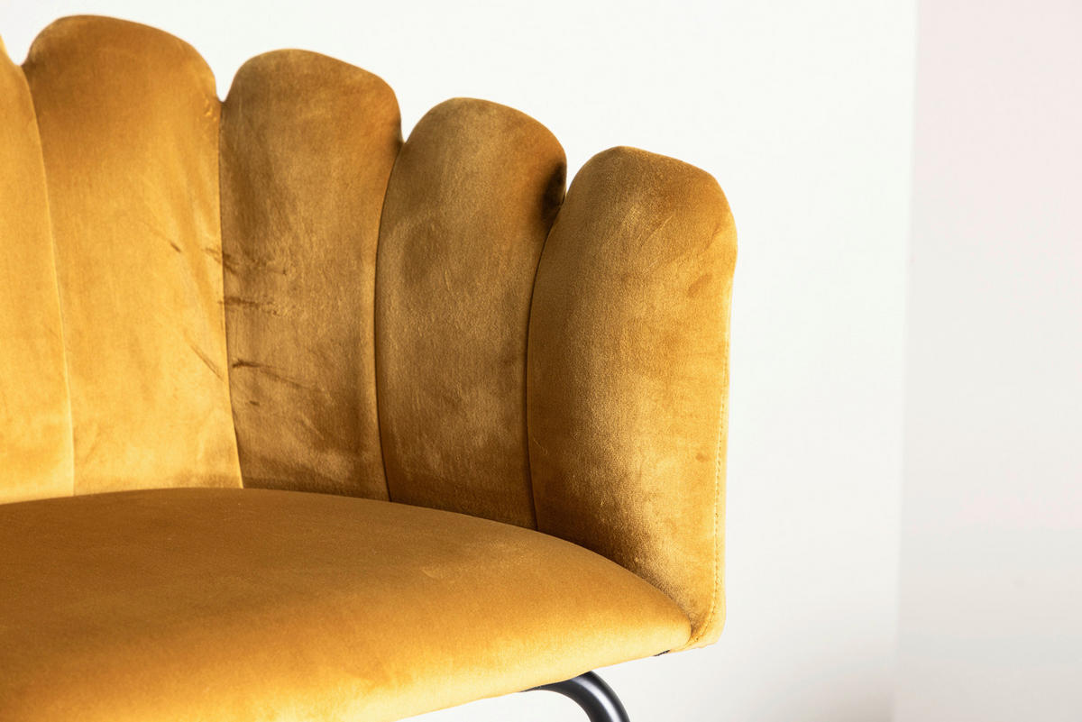 STUHL Samt Gelb  - Gelb, Design, Textil/Metall (61/76.56/54cm) - Livetastic