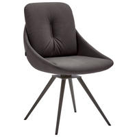 STUHL  Beinauswahl, Lederauswahl, Stoffauswahl, Sitzfläche 360° drehbar Mikrofaser  Anthrazit, Mokka  - Anthrazit/Mokka, Design, Textil/Metall (55/91/64cm) - Venjakob