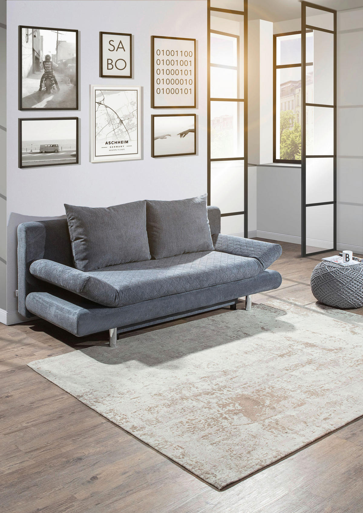 SCHLAFSOFA Armteil verstellbar Mikrofaser Anthrazit  - Chromfarben/Anthrazit, Design, Textil (194/73/91cm) - Xora