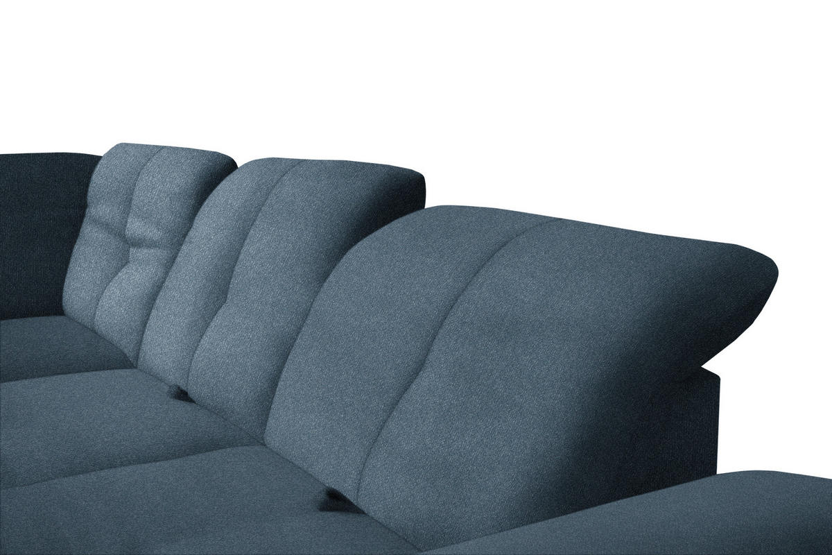 ECKSOFA in Flachgewebe Blau  - Blau/Schwarz, Design, Textil/Metall (313/242cm) - Xora