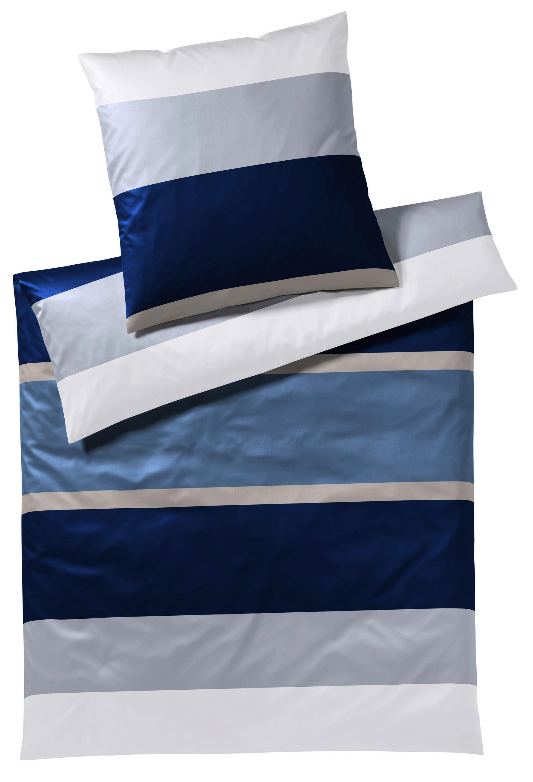 BETTWÄSCHESET Makosatin 160/210 cm  70 cm/50 cm  - Blau/Grau, Design, Naturmaterialien/Textil (160/210cm) - Joop!