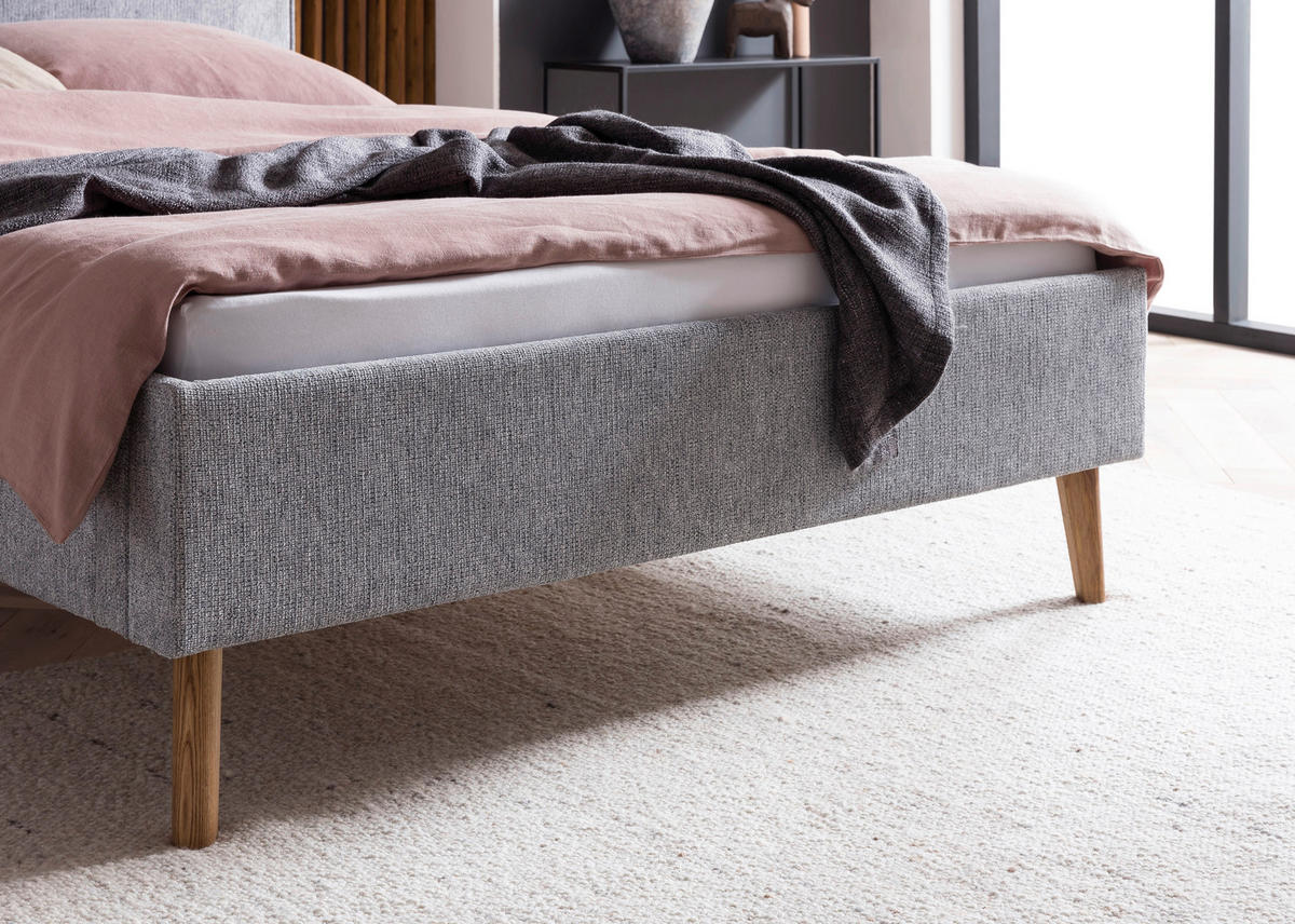 POLSTERBETT Grau 140/200 cm  - Eichefarben/Grau, Basics, Holz/Textil (140/200cm) - Boxxx