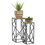 BLUMENTISCHSET Holzwerkstoff  - Schwarz, Trend, Holzwerkstoff/Metall (25-32/25-32/66-76,5cm) - Landscape