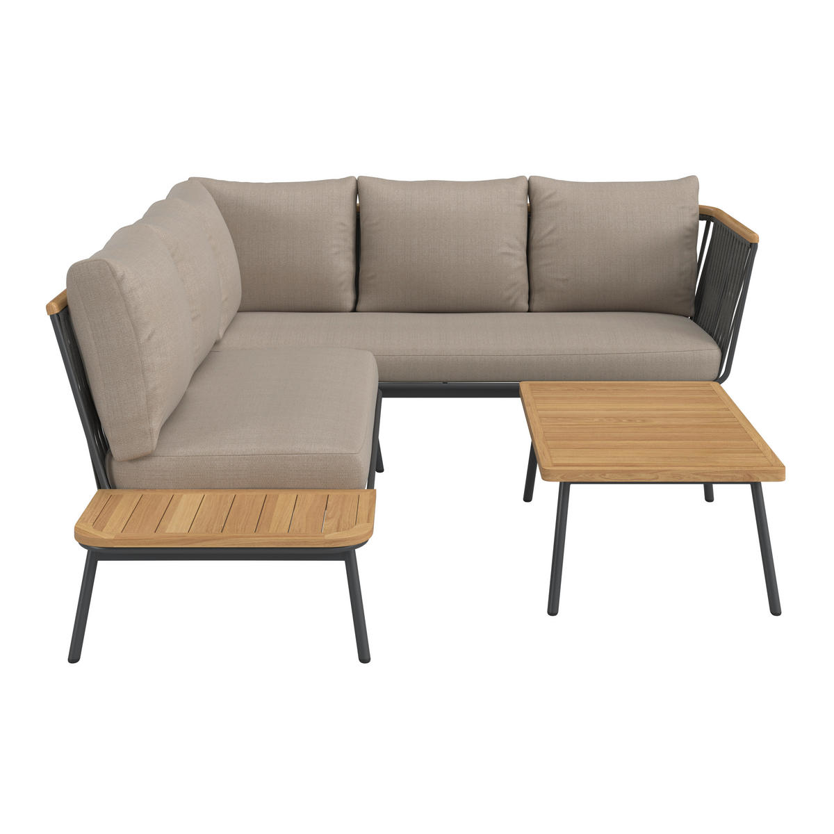 SET LOUNGE 3 piese  229/200 cm   - bej/gri închis, Design, lemn/metal (229/200cm) - Ambia Garden