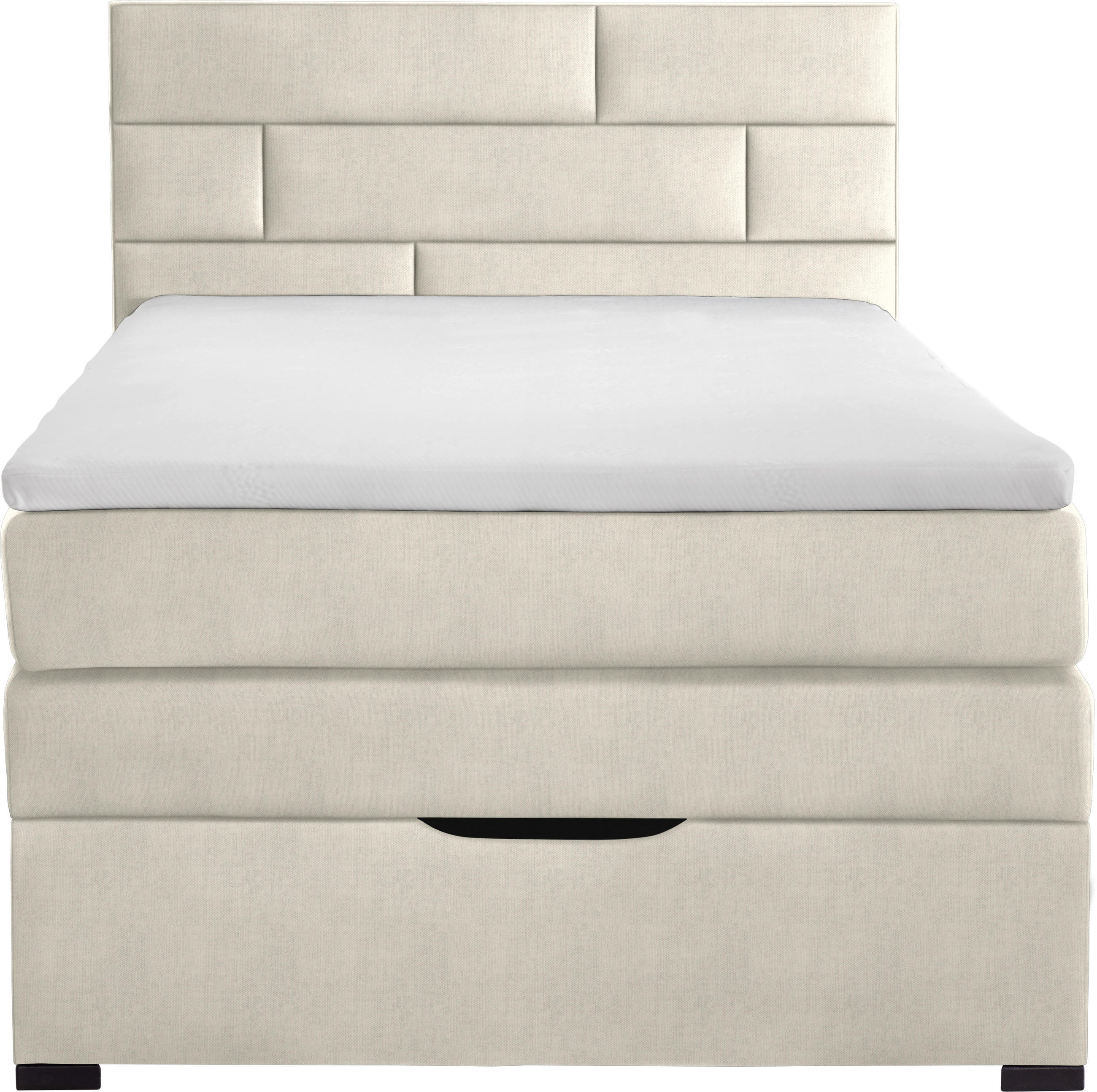 BOXSPRINGBETT 100/200 cm  in Creme  - Wengefarben/Creme, KONVENTIONELL, Holz/Textil (100/200cm) - Carryhome