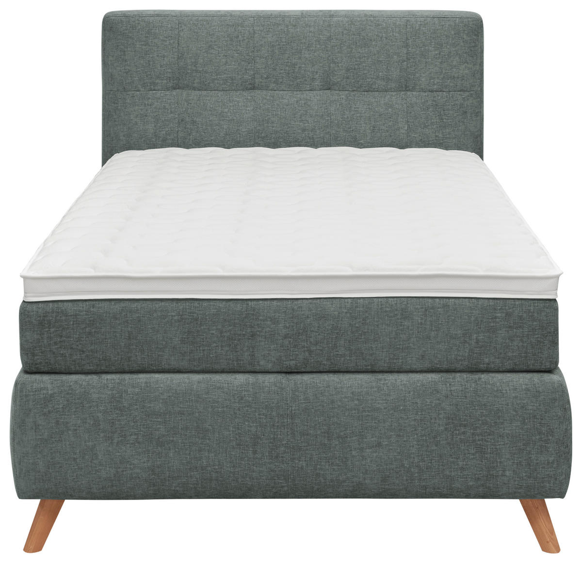 BOXSPRINGBETT 120/200 cm,  in Grün, H4 = sehr fest  - Alteiche/Grün, KONVENTIONELL, Holz/Textil (120/200cm) - Voleo