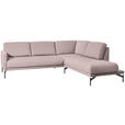 ECKSOFA in Flachgewebe, Struktur Rosa  - Anthrazit/Rosa, Design, Textil/Metall (254/230cm) - Ambiente