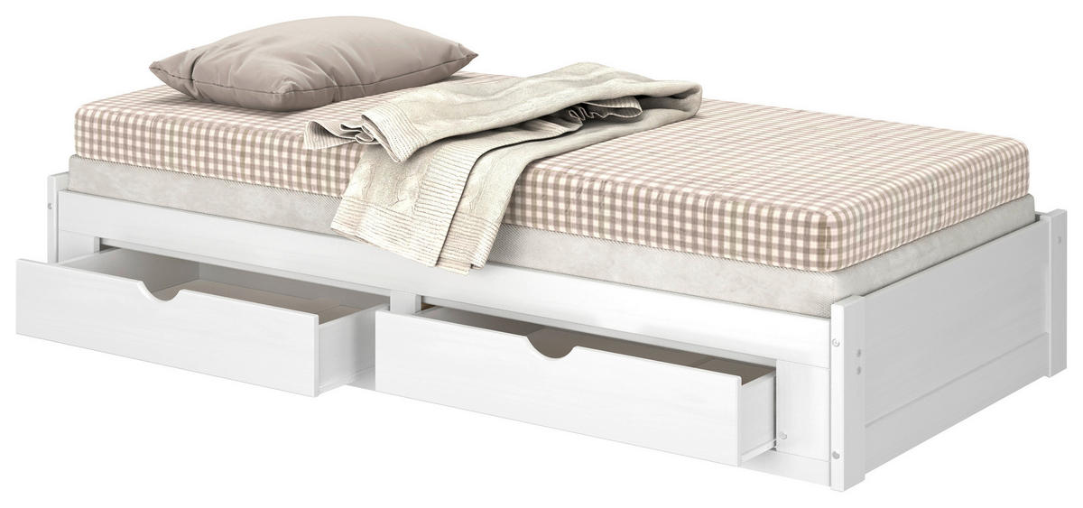 AUSZIEHBETT 206/100 cm  in Weiß  - Naturfarben/Weiß, MODERN, Holz/Holzwerkstoff (206/100cm) - MID.YOU