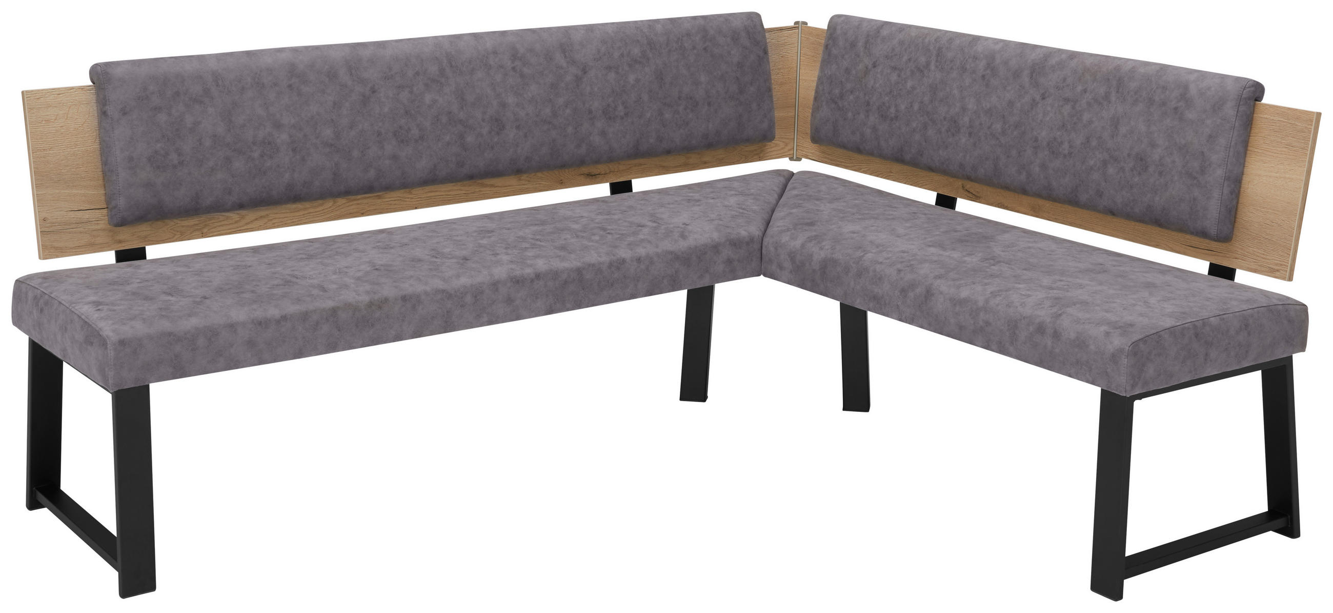 ECKBANK in Metall, Textil, Holzwerkstoff Grau, Schwarz, Eichefarben  - Eichefarben/Schwarz, Modern, Holzwerkstoff/Textil (200/170cm) - Venda