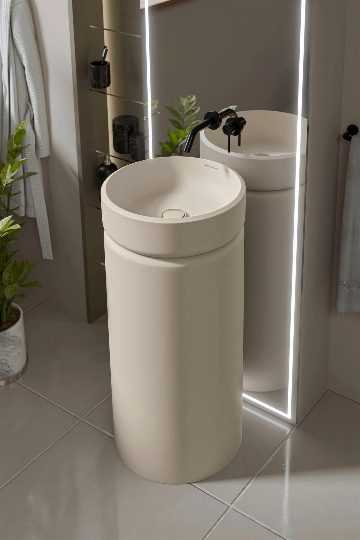 WASCHBECKEN 40/85/40 cm  - Creme, Basics, Stein (40/85/40cm) - Dieter Knoll