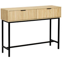 KONZOLOVÝ STOLÍK, prírodná farba, čierna, 100/74,5/30 cm - čierna/prírodná farba, Natur, kov/kompozitné drevo (100/74,5/30cm) - MID.YOU