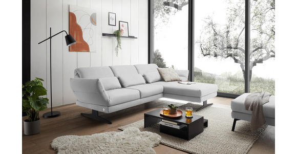 ECKSOFA Creme Flachgewebe  - Creme/Schwarz, Design, Textil/Metall (279-327/176-217cm) - Dieter Knoll