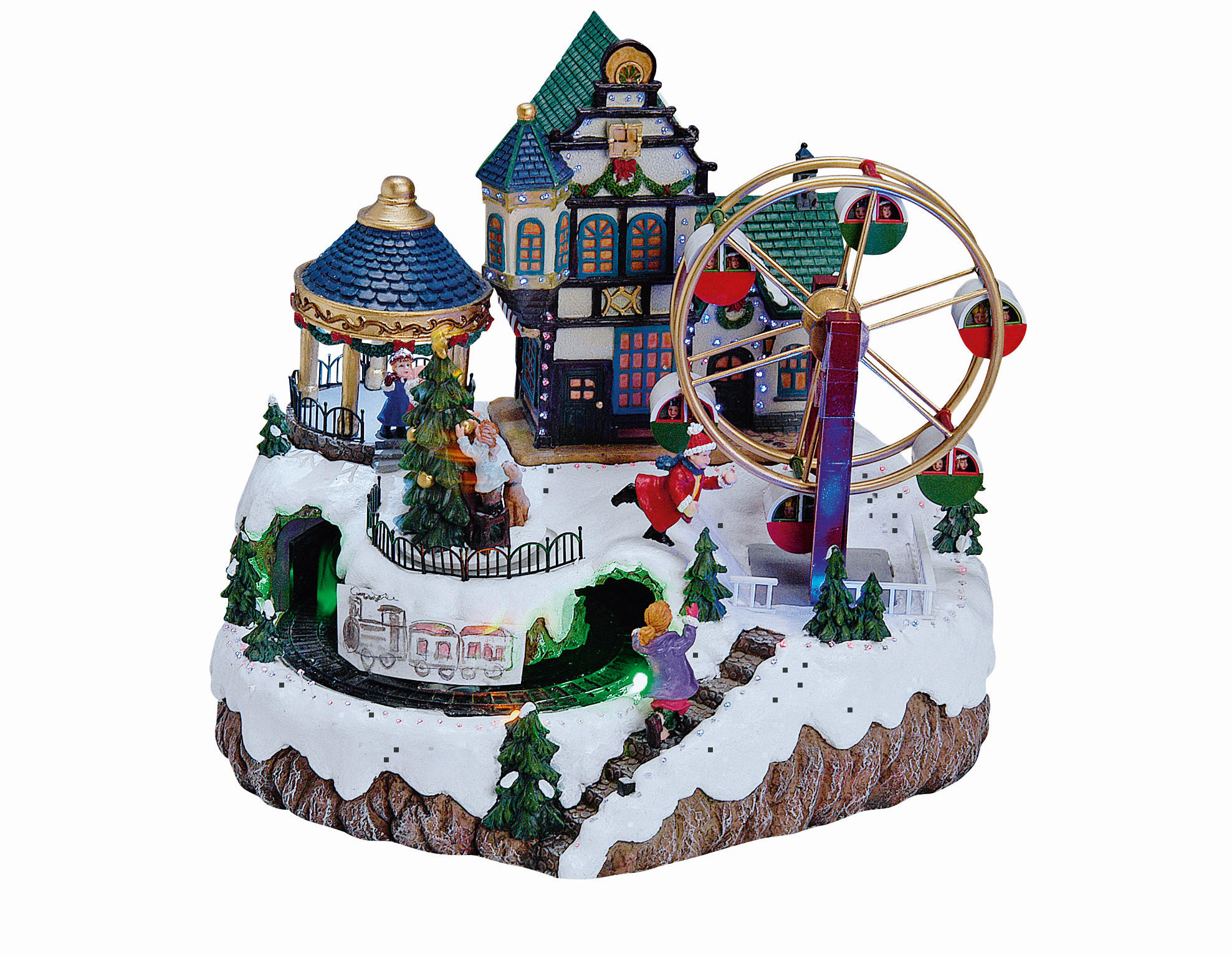 SPIELUHR WEIHNACHTSMARKT  - Blau/Weiß, Basics, Kunststoff (34/26/29cm) - X-Mas
