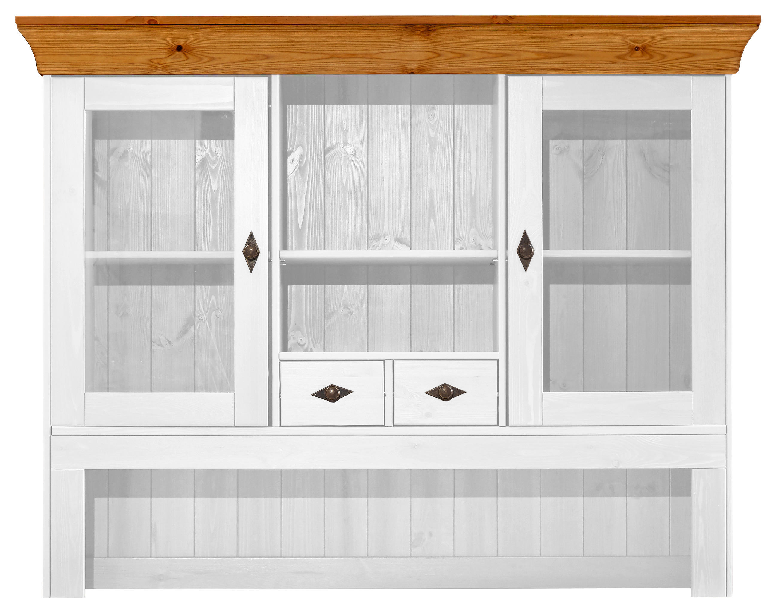 BUFFETAUFSATZ - Bernsteinfarben/Weiß, ROMANTIK / LANDHAUS, Glas/Holz (143/112/32cm) - Boxxx