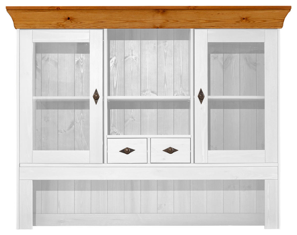 BUFFETAUFSATZ - Bernsteinfarben/Weiß, ROMANTIK / LANDHAUS, Glas/Holz (143/112/32cm) - Boxxx