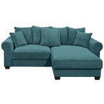 ECKSOFA Azurblau Cord  - Azurblau/Schwarz, KONVENTIONELL, Kunststoff/Textil (255/185cm) - Hom`in
