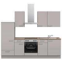 KÜCHENLEERBLOCK 270 cm   in Grau, Eiche dunkel  - Eiche dunkel/Edelstahlfarben, MODERN, Holzwerkstoff/Metall (270cm) - Nobilia