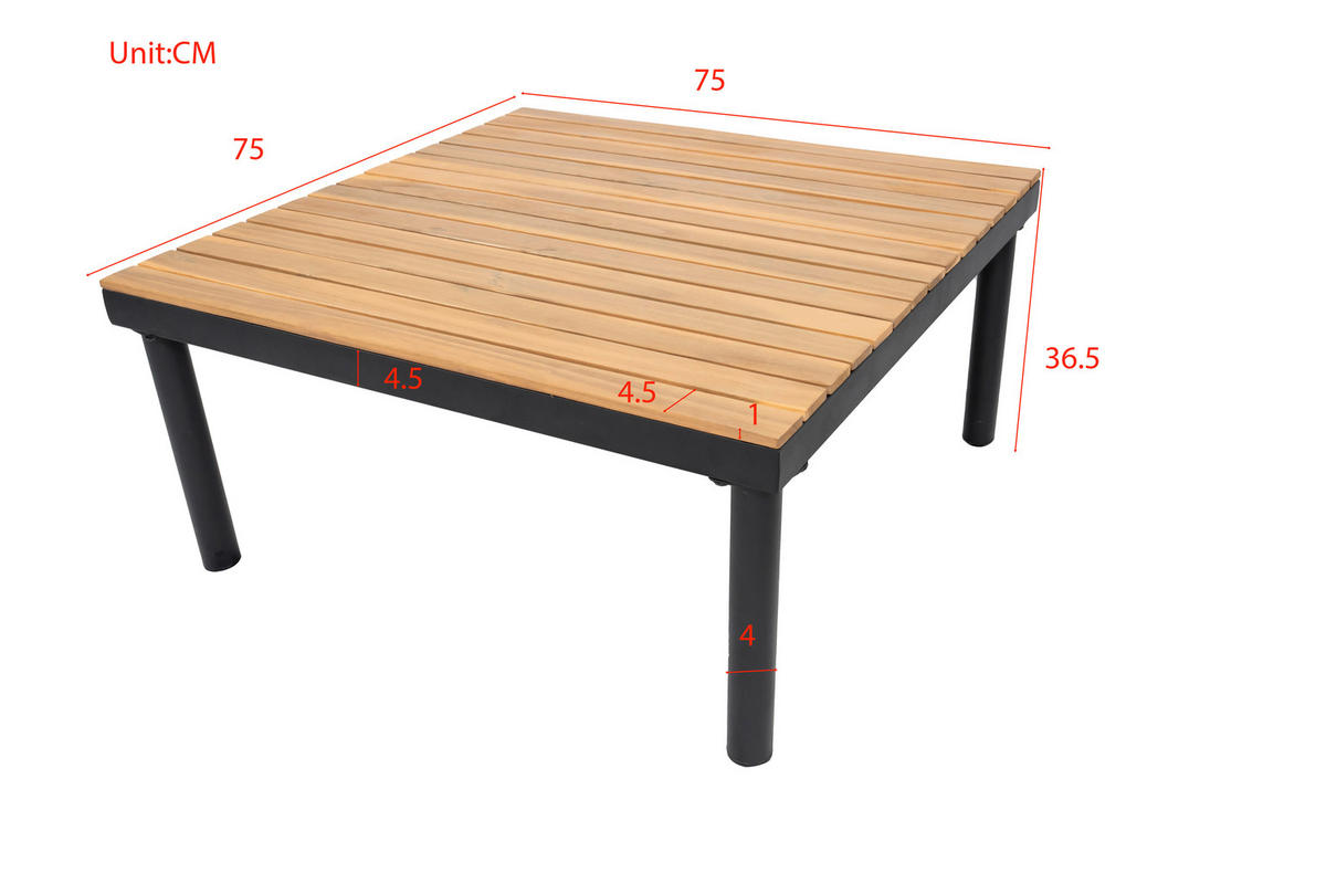 LOUNGEGARNITUR 3-teilig  159/273,5 cm  Akazie massiv Eisen  - Schwarz/Grau, Basics, Holz/Textil (159/273,5cm) - Ambia Garden