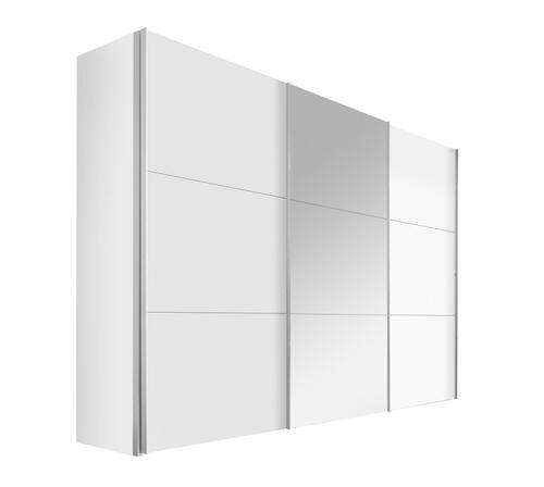 SCHWEBETÜRENSCHRANK 300/216/68 cm 3-türig  - Alufarben/Weiß, KONVENTIONELL, Glas/Holzwerkstoff (300/216/68cm) - Hom`in