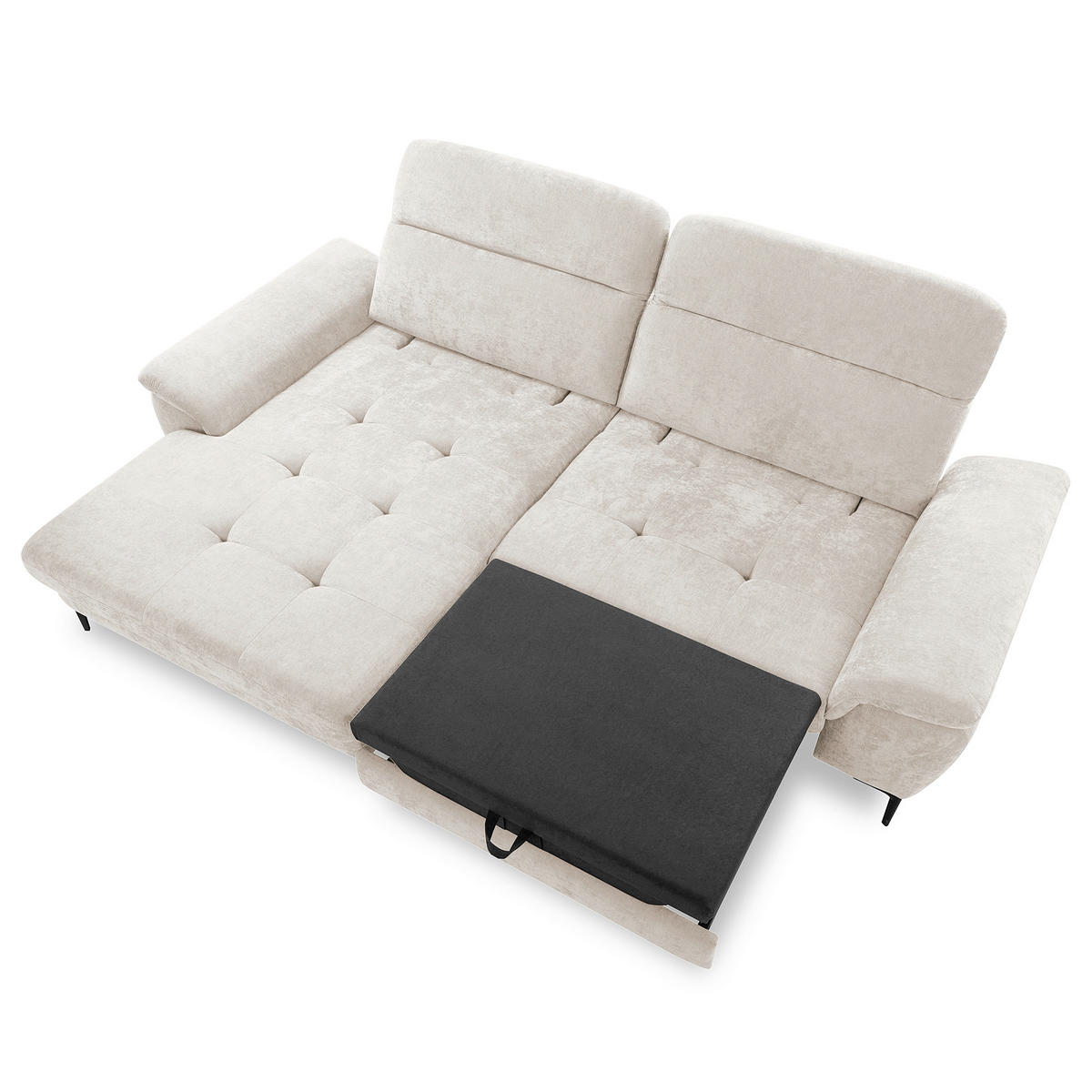 ECKSOFA  Webstoff Sandfarben  - Sandfarben/Schwarz, Design, Textil/Metall (195/268cm) - Livetastic