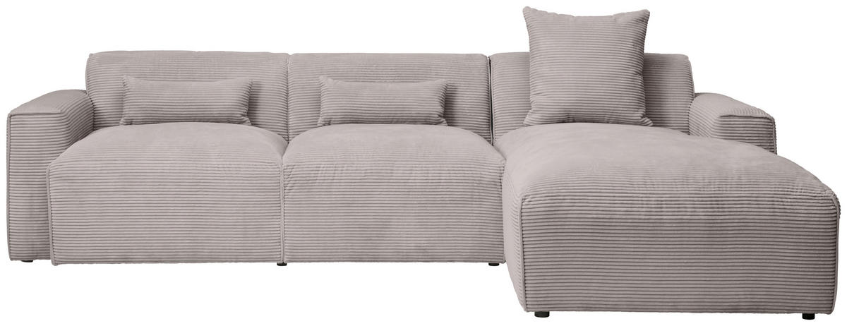 ECKSOFA Taupe Cord  - Taupe/Schwarz, Design, Kunststoff/Textil (303/196cm) - Livetastic