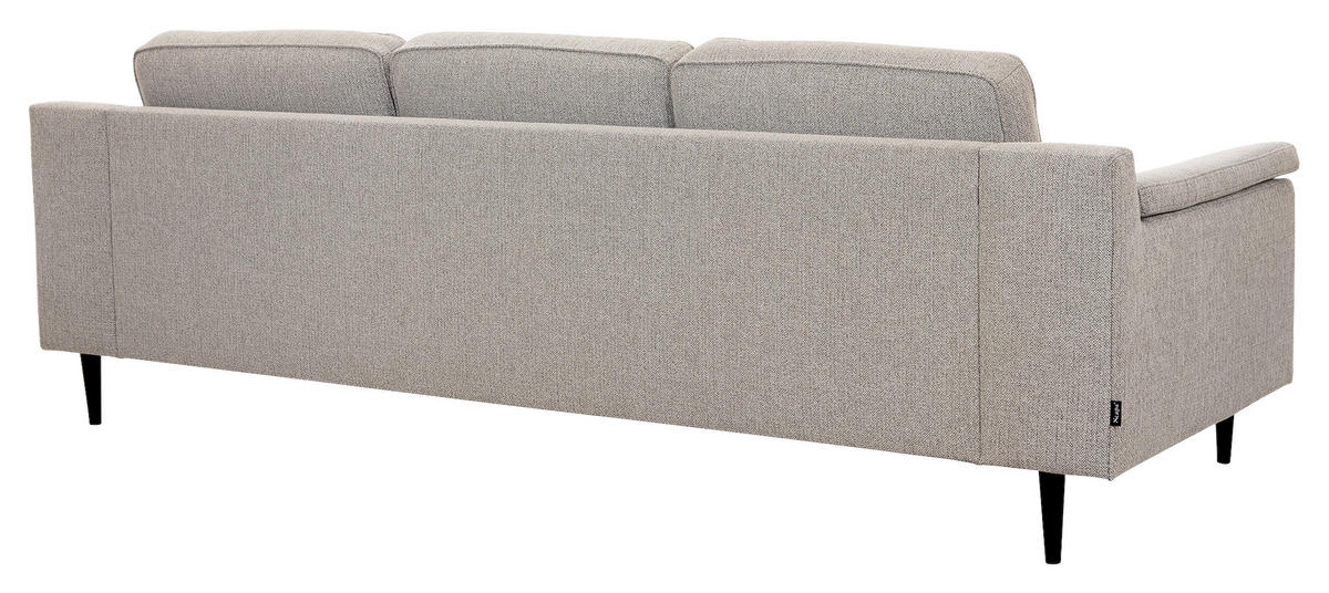 3-SITS SOFFA i svart, greige  - greige/cognacfärgad, Basics, metall/trä (241/85/92cm) - Pure Home Comfort